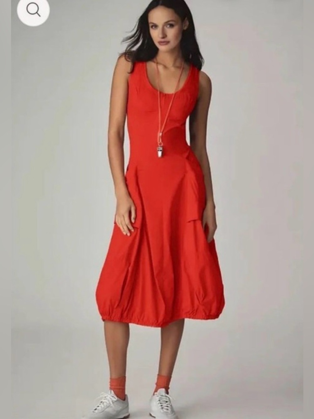 Anthropologie Daily Practice Fastpack Bubble Hem Red Midi Lightweight Dress  M